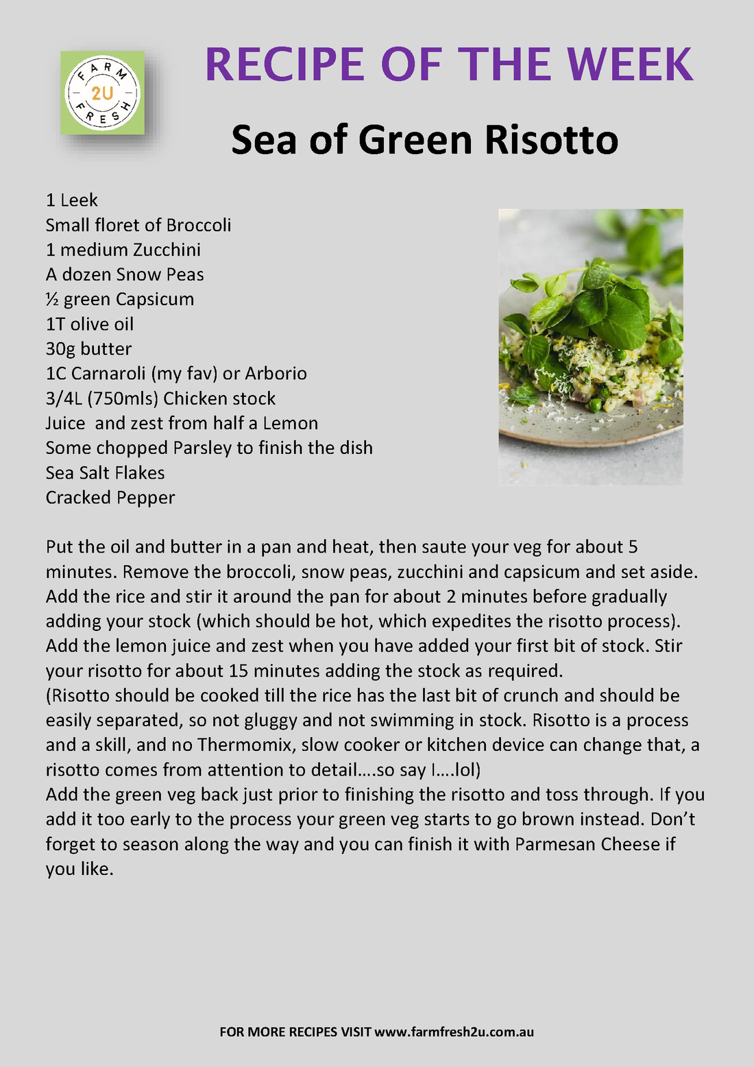 Sea of Green Risotto